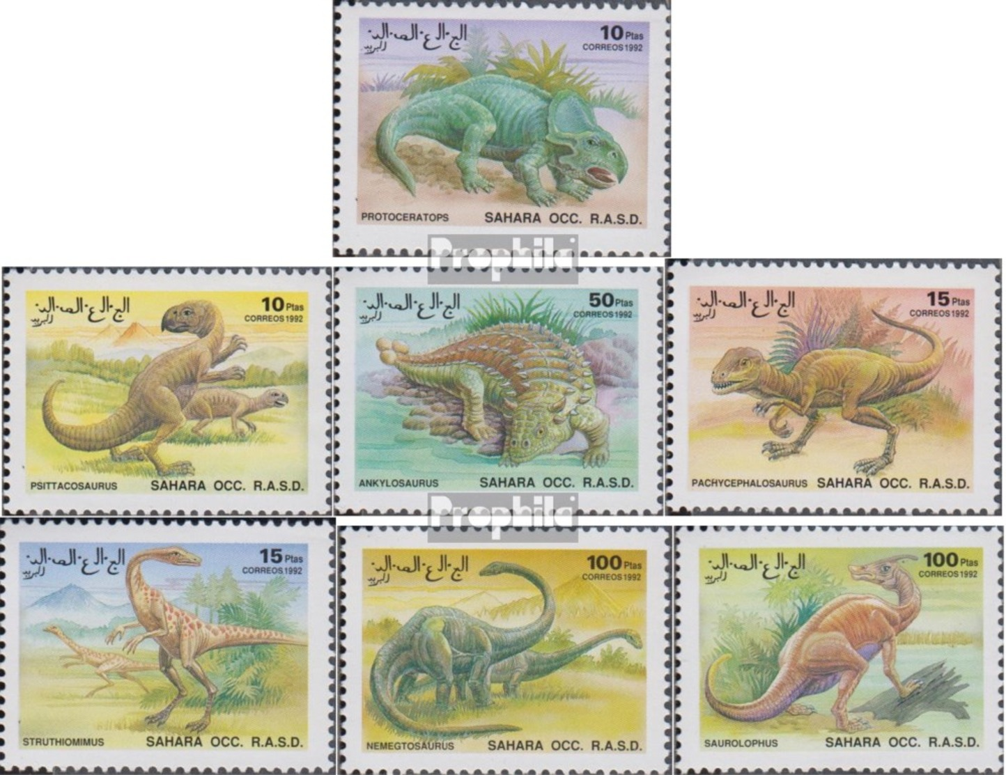 Sahara Ausgabe Der Exilregierung Ohne Gültigkeit Im Int. Postverkehr Postfrisch 1992 Prähistorische Tiere - Sahara Español
