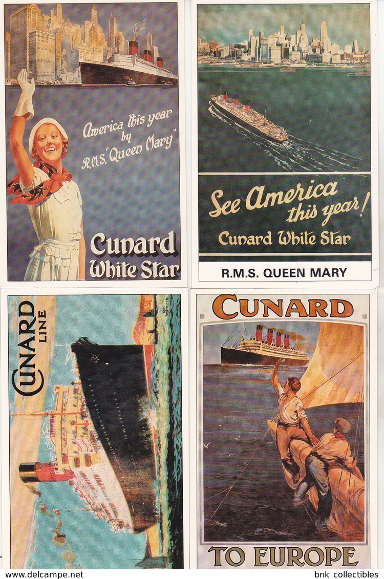 Cunard Line - England 22 Uncirculated Postcards - Marine Art Posters 1990 - Publicité