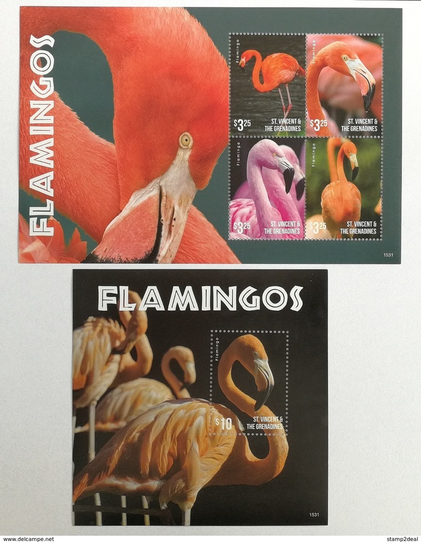 St.Vincent 2015** Klb.7589-92 + Bl.817. Flamingos MNH [18;77] - Flamingo