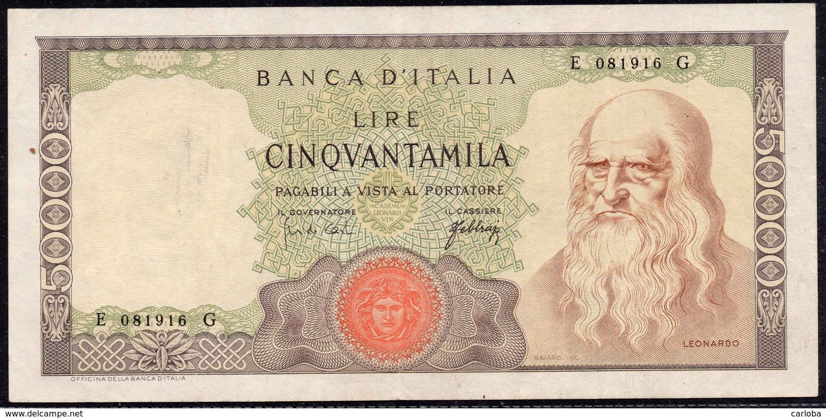 50.000 Leonardo 3/7/67 - 50000 Lire