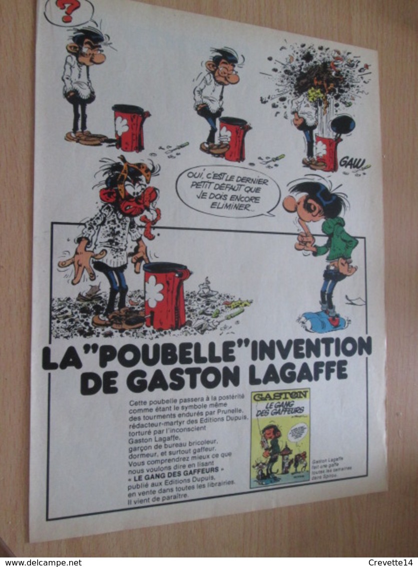 CLI518 : Pour Fans De GASTON LAGAFFE :  Page PUB A4 Tirée De Spirou Années 60/70 Dessin Non Repris Dans Les Albums - Gaston