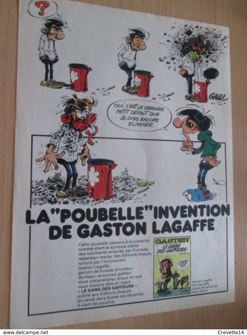 CLI518 : Pour Fans De GASTON LAGAFFE :  Page PUB A4 Tirée De Spirou Années 60/70 Dessin Non Repris Dans Les Albums - Gaston