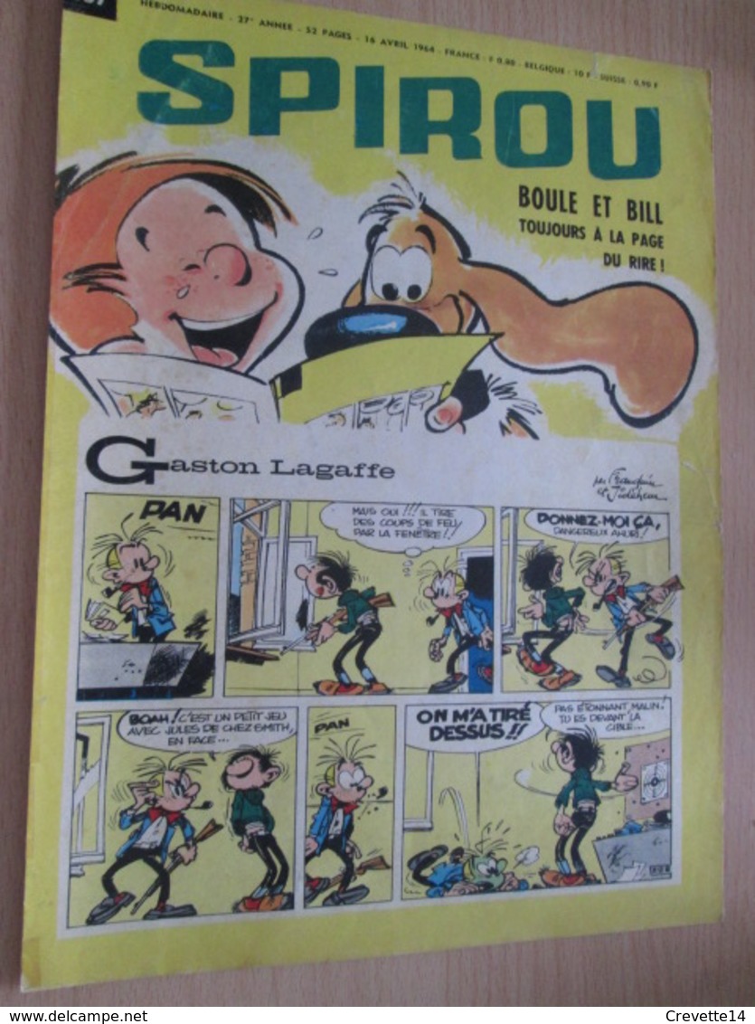 CLI518 : Pour Fans De GASTON LAGAFFE :  COUVERTURE A4 Spirou Années 60 Avec Gag + BOULE ET BILL - Gaston