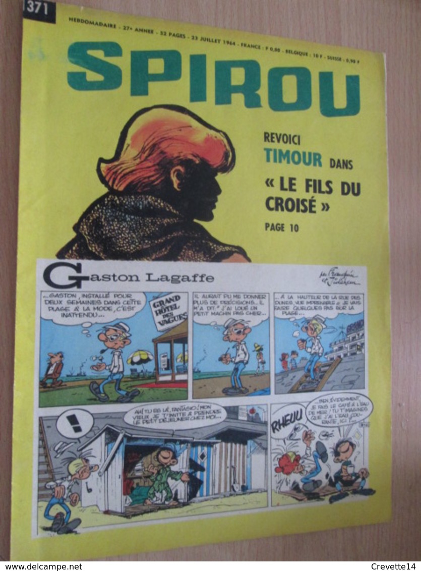 CLI518 : Pour Fans De GASTON LAGAFFE : COUVERTURE A4 Spirou Années 60 Avec Gag + TIMOUR - Gaston