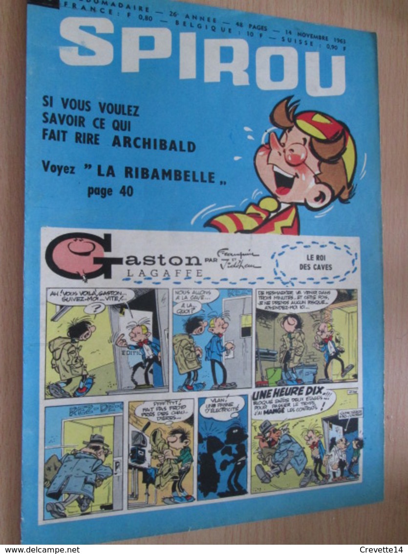 CLI518 : Pour Fans De GASTON LAGAFFE : COUVERTURE A4 Spirou Années 60 Avec Gag + LA RIMBABELLE - Gaston