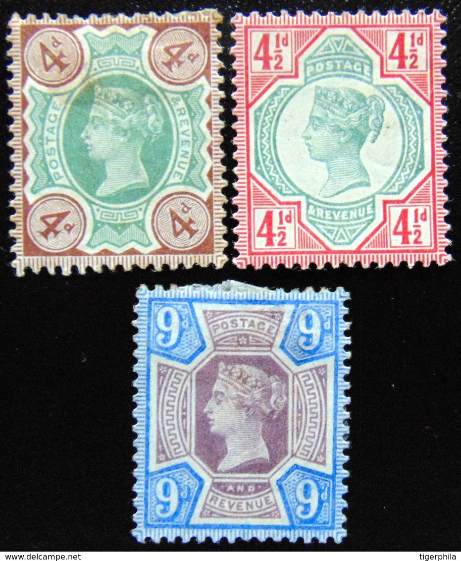 GREAT BRITAIN 1887 4d,4.5d,9d Queen Victoria MLH - Ungebraucht