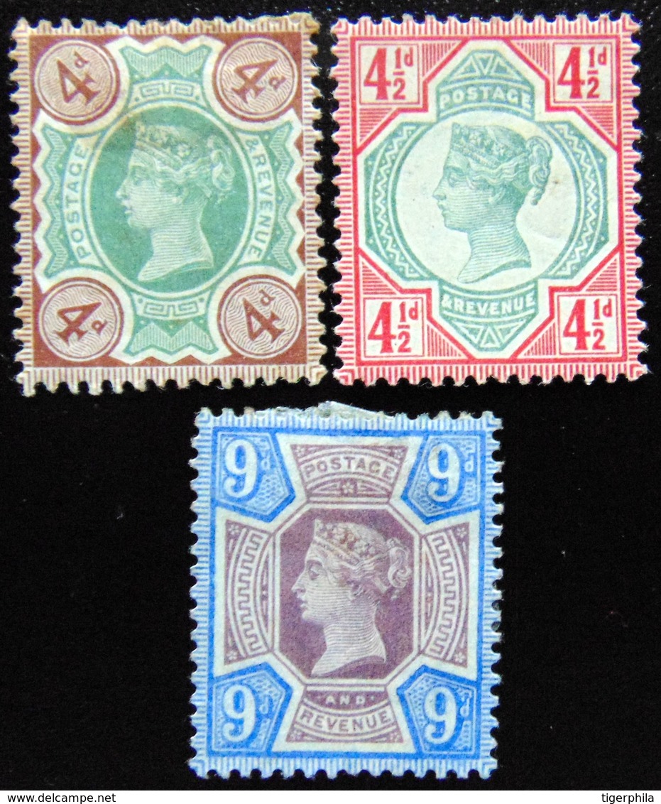 GREAT BRITAIN 1887 4d,4.5d,9d Queen Victoria MLH - Unused Stamps