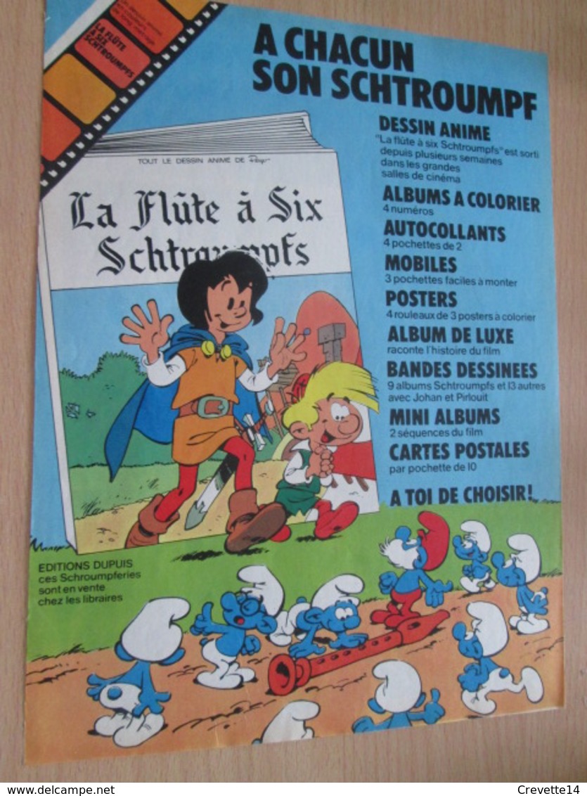 CLI518 : Pour Fans De SCHTROUMPFS : Page PUB A4 Spirou Années 60/70 Avec Nouvel Album Paru - Schtroumpfs, Les - Los Pitufos