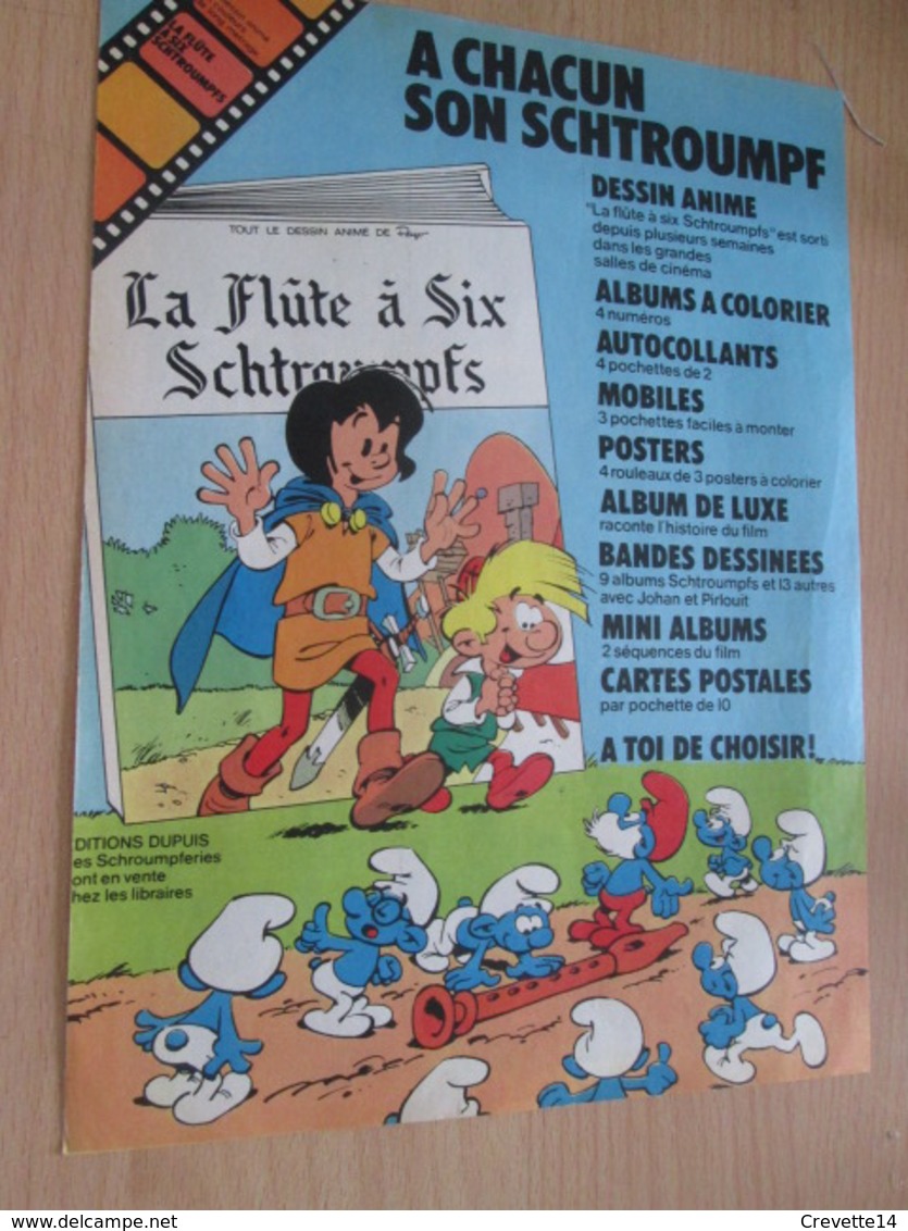 CLI518 : Pour Fans De SCHTROUMPFS : Page PUB A4 Spirou Années 60/70 Avec Nouvel Album Paru - Schtroumpfs, Les - Los Pitufos