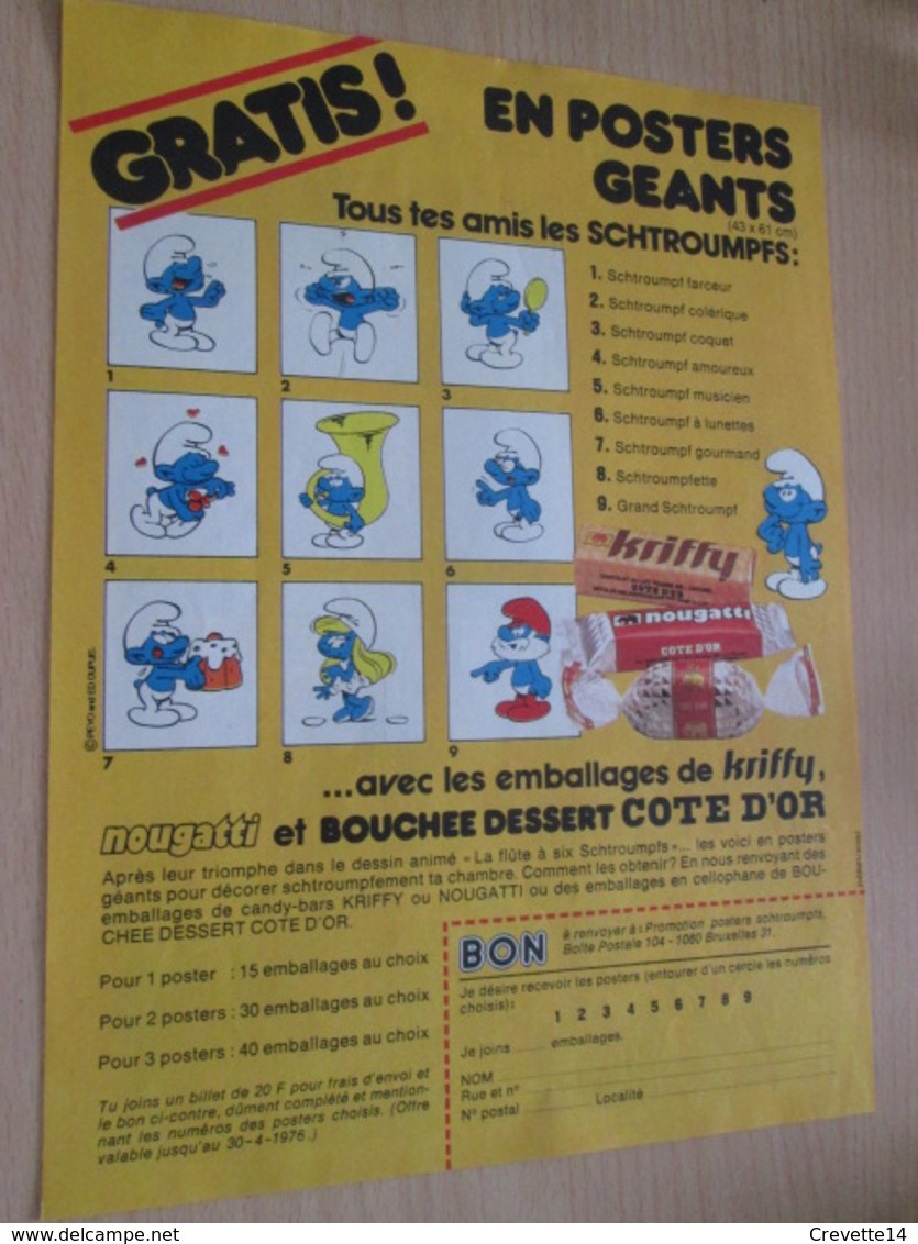 CLI518 : Pour Fans De SCHTROUMPFS : Page PUB A4 Spirou Années 60/70  Posters Géants - Schtroumpfs, Les - Los Pitufos