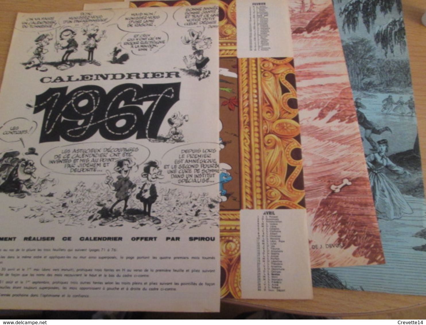 CLI518 : Pour Fans De GASTON LAGAFFE : 4 Pages A4 Spirou Années 60 CALENDRIER 1967 - Gaston