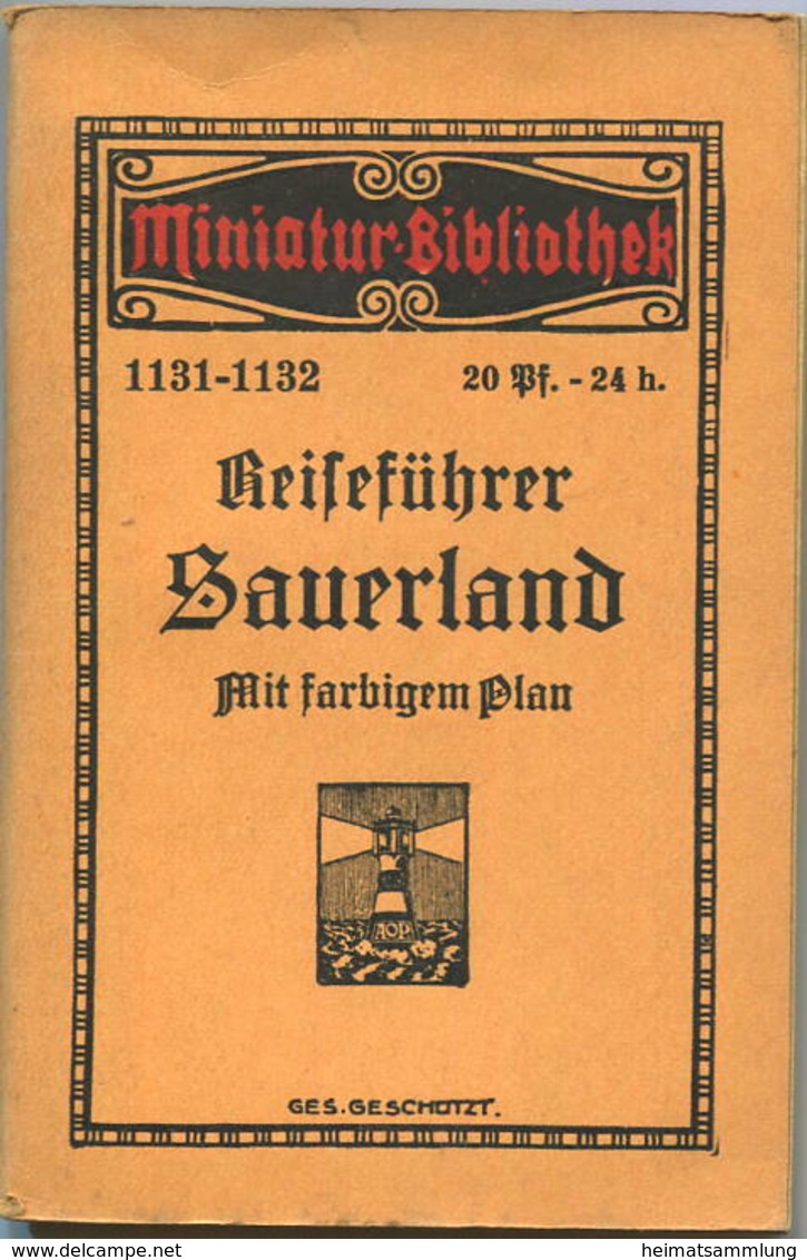 Miniatur-Bibliothek Nr. 1131-1132 - Reiseführer Sauerland Mit Farbigem Plan - 8cm X 12cm - 86 Seiten Ca. 1910 - Verlag F - Autres & Non Classés