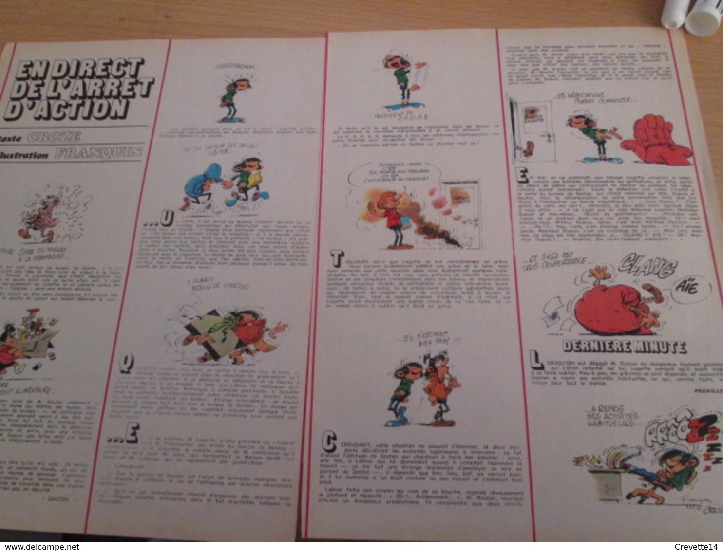 CLI518 : Pour Fans De GASTON LAGAFFE : Double Page RUBRIQUE Avec Dessins Non Repris Dans Des Albums - Gaston