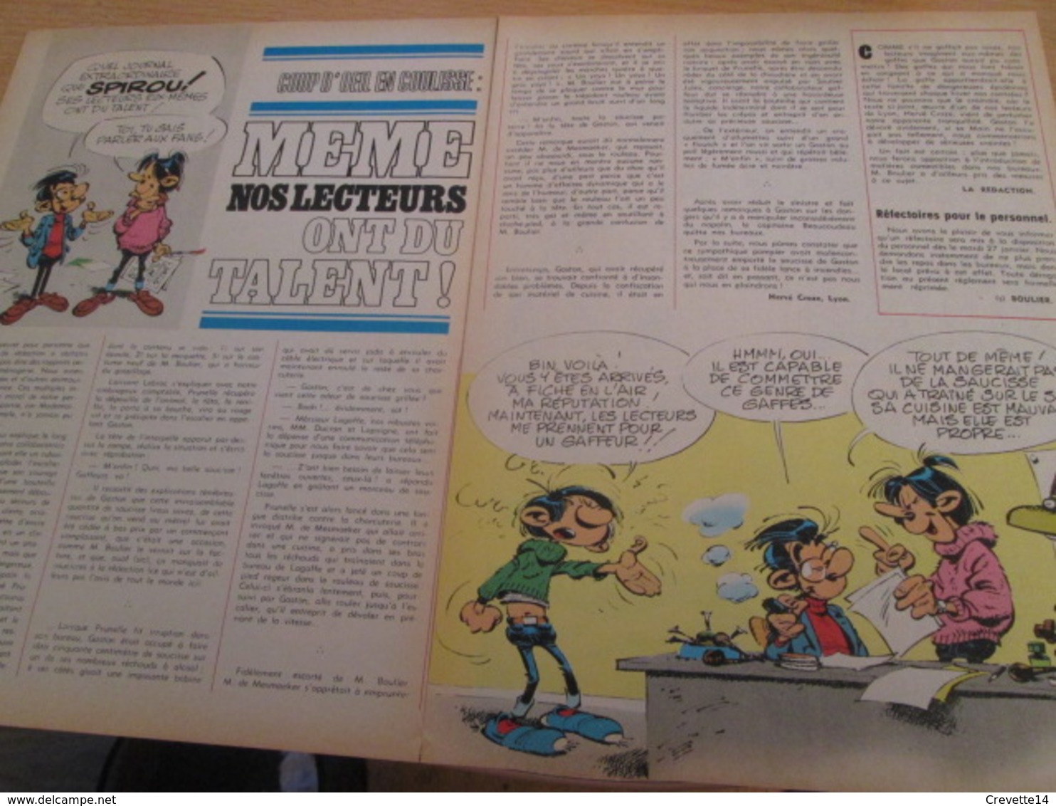 CLI518 : Pour Fans De GASTON LAGAFFE : Double Page RUBRIQUE Avec Dessins Non Repris Dans Des Albums - Gaston