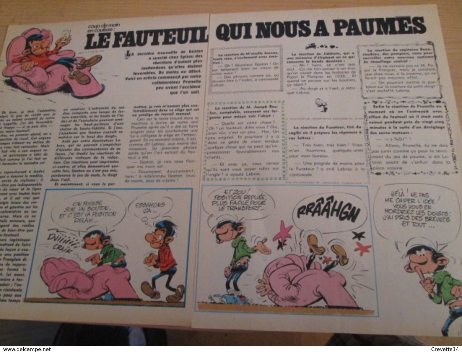 CLI518 : Pour Fans De GASTON LAGAFFE : Double Page RUBRIQUE Avec Dessins Non Repris Dans Des Albums - Gaston