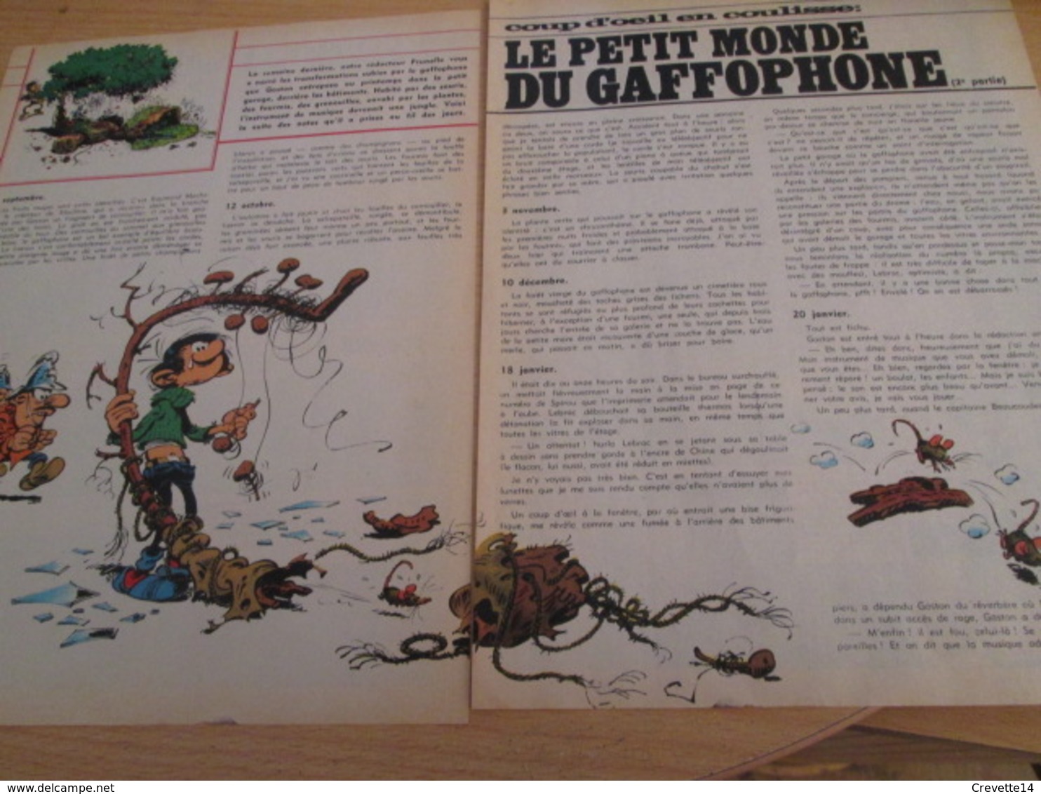 CLI518 : Pour Fans De GASTON LAGAFFE : Double Page RUBRIQUE Avec Dessins Non Repris Dans Des Albums - Gaston