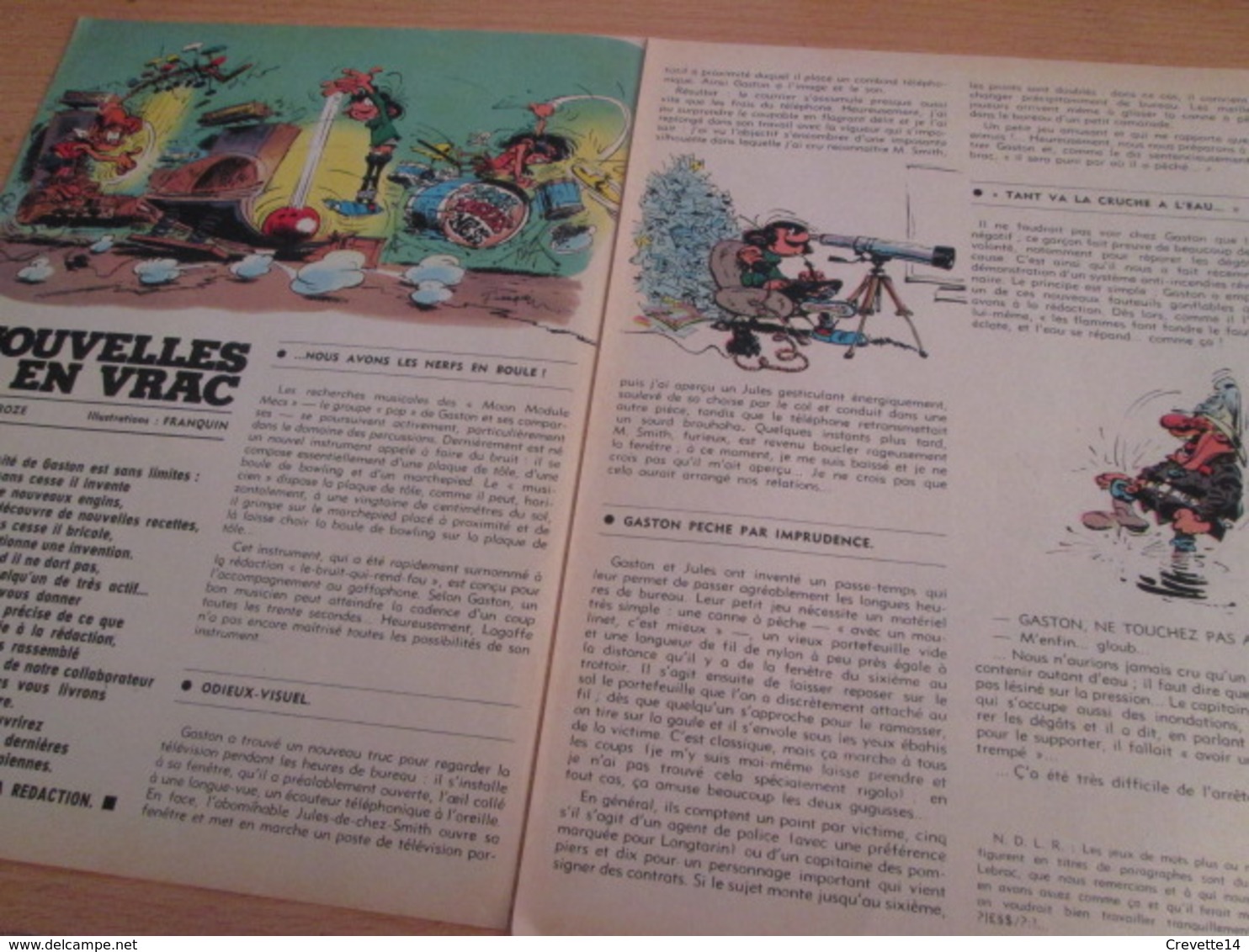 CLI518 : Pour Fans De GASTON LAGAFFE : Double Page RUBRIQUE Avec Dessins Non Repris Dans Des Albums - Gaston