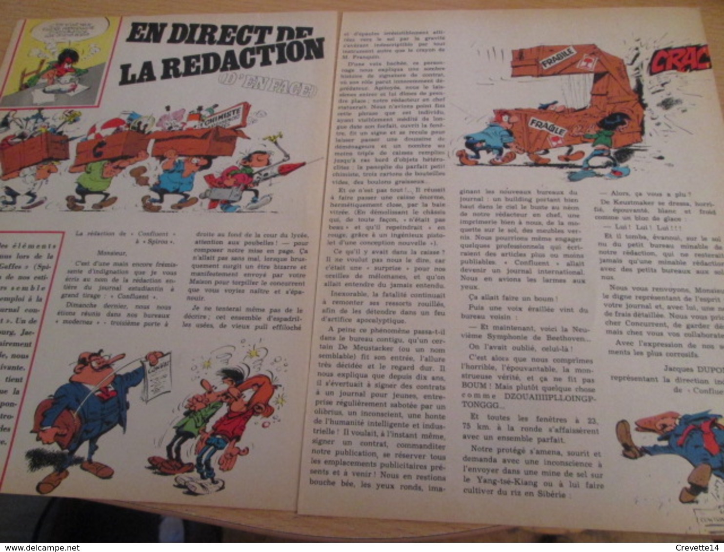 CLI518 : Pour Fans De GASTON LAGAFFE : Double Page RUBRIQUE Avec Dessins Non Repris Dans Des Albums - Gaston