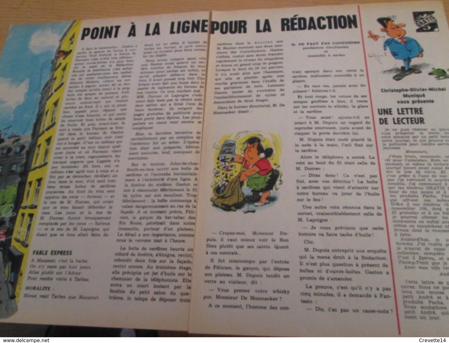 CLI518 : Pour Fans De GASTON LAGAFFE : Double Page RUBRIQUE Avec Dessins Non Repris Dans Des Albums - Gaston