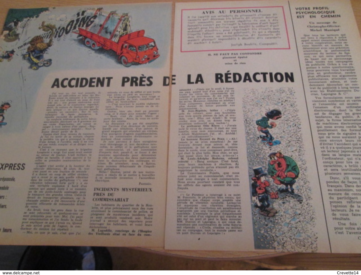 CLI518 : Pour Fans De GASTON LAGAFFE : Double Page RUBRIQUE Avec Dessins Non Repris Dans Des Albums - Gaston