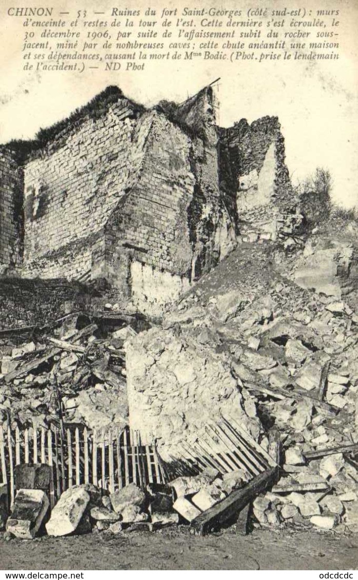 CHINON Ruines Du Fort Saint Georges (Coté Sud Est) Effondrement Le 30Dec 1906 Photo Prise Le Lendemain RV - Chinon