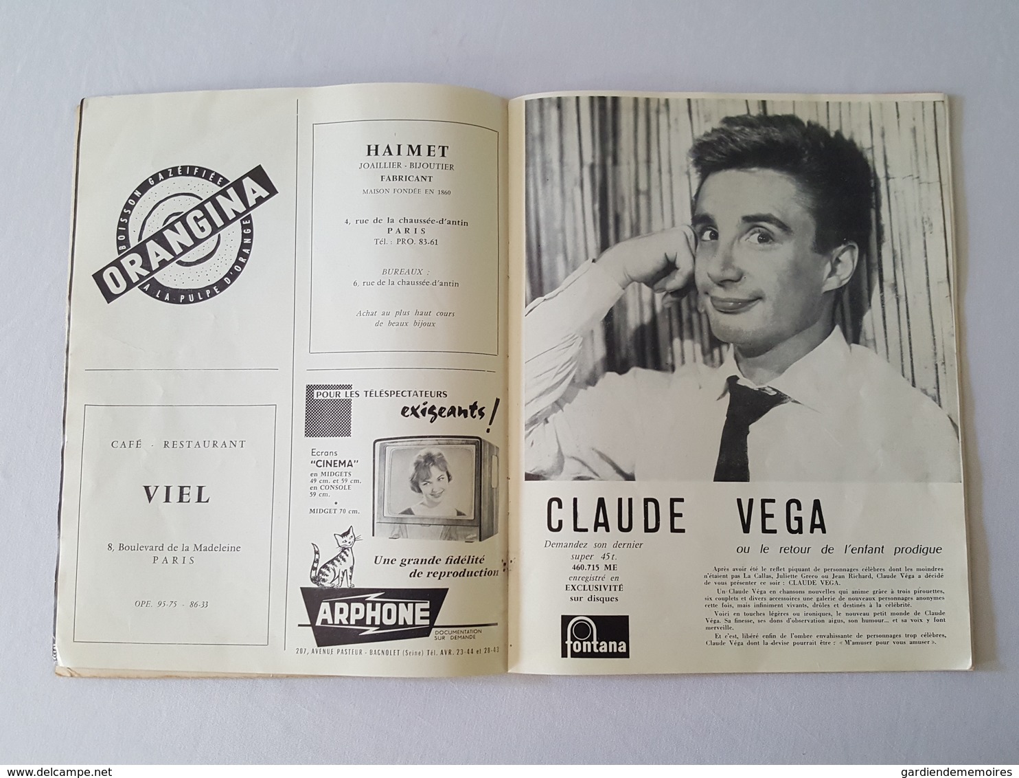 Edith Piaf - Programme avec une véritable photo en couverture - Olympia - Claude Vega, Accordéon Marc Bonel, Rivgauche