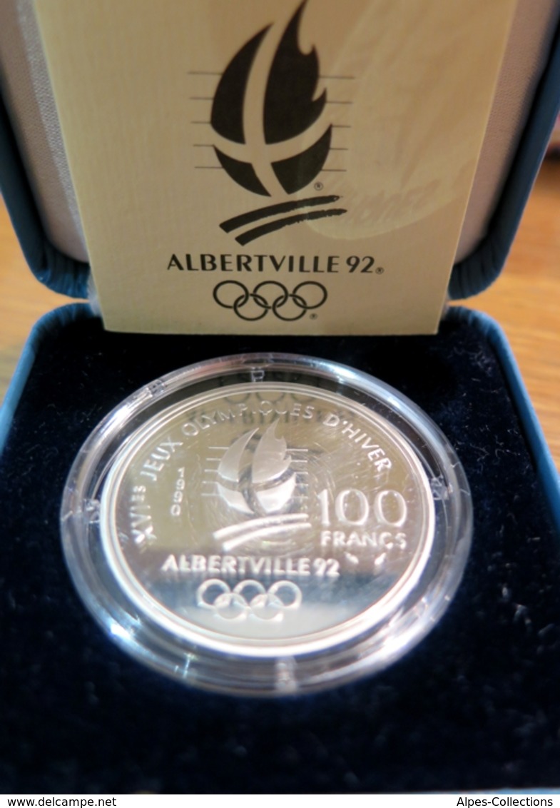 0380 - COFFRET 100 Francs Albertville 1992 : Conducteur Bobsleigh - Argent 900‰ - Commémoratives