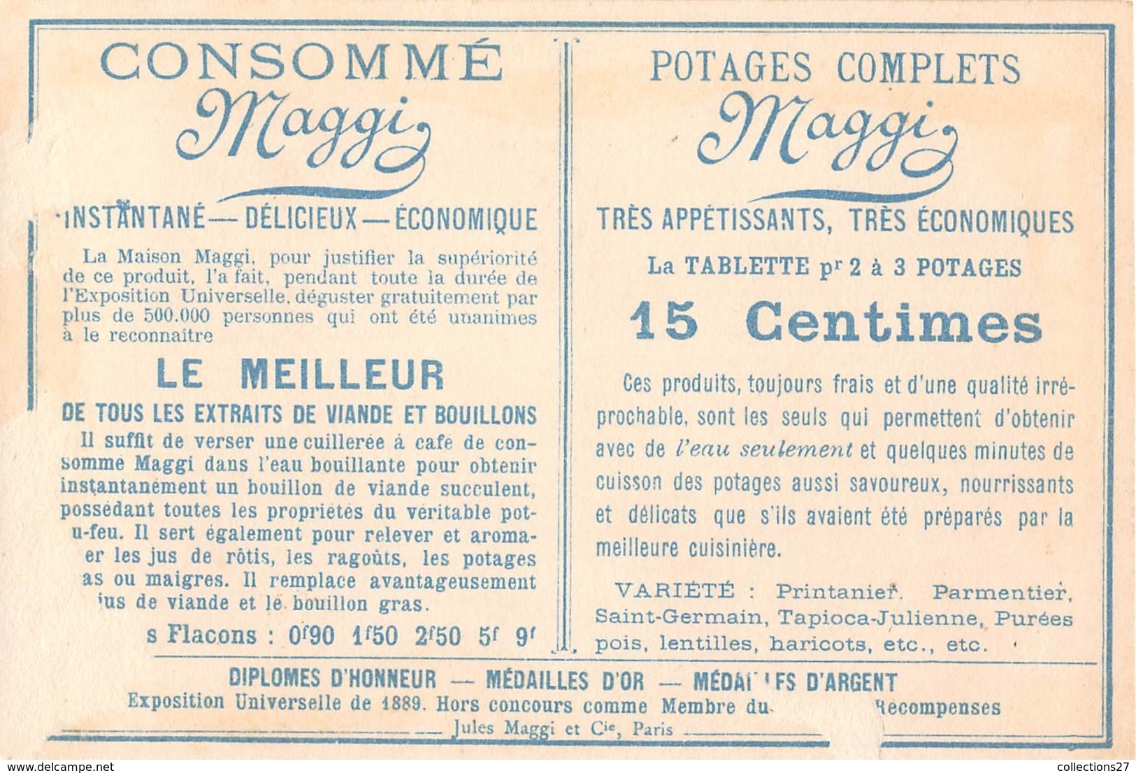 CARTE CONSOMME INSTANTNE MAGGI- POTAGE TOUT PREPARES - PUB - Publicités