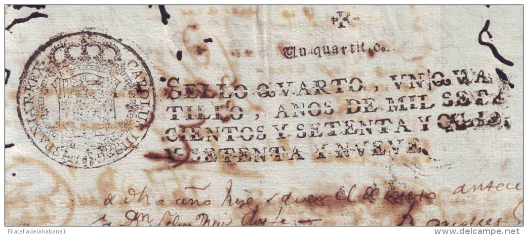 1778-PS-11 BX6600 CUBA SPAIN PUERTO RICO SEALLED PAPER 1778-9 4TO ESPAÑA PAPEL SELLADO - Portomarken