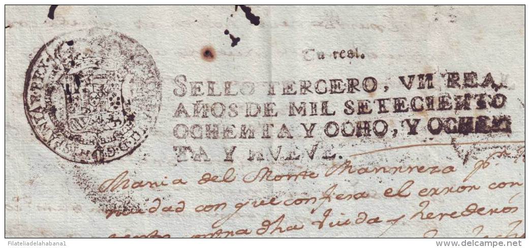 1788-PS-10 BX6602 CUBA SPAIN PUERTO RICO SEALLED PAPER 1788-9 3RO ESPAÑA PAPEL SELLADO - Portomarken