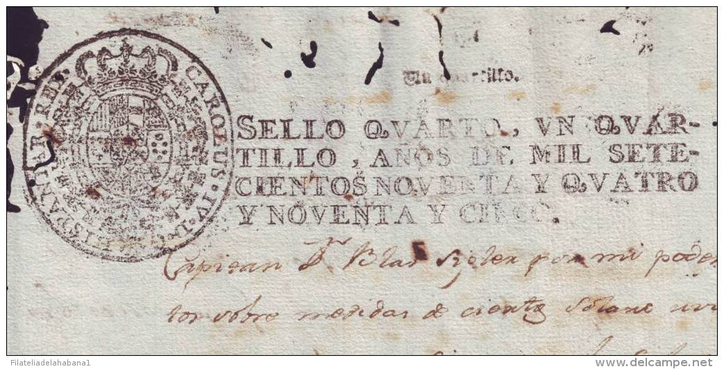 1792-PS-11 BX6605 CUBA SPAIN PUERTO RICO SEALLED PAPER 1792-3 4TO ESPAÑA PAPEL SELLADO - Portomarken