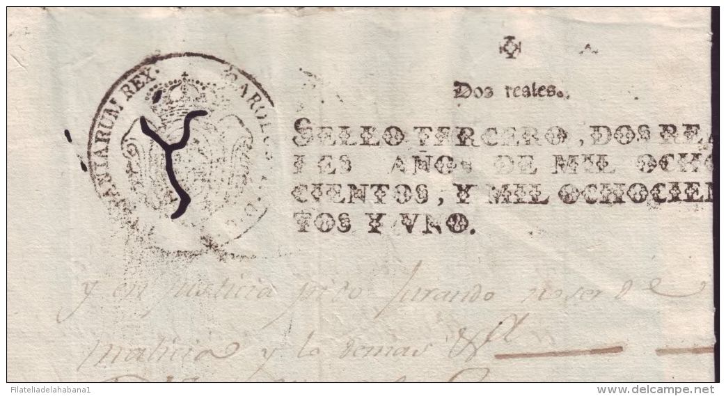 1800-PS-50 BX29 CUBA SPAIN PUERTO RICO REVENUE PAPER 1800-01 SELLO 3ro ESPAÑA - Timbres-taxe