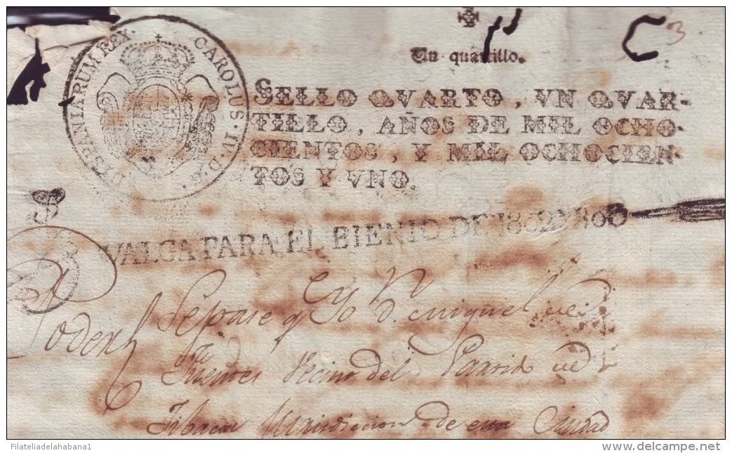 1802-PS-50 BX30 CUBA SPAIN PUERTO RICO REVENUE PAPER 1802-03 SELLO 4to ESPAÑA - Portomarken