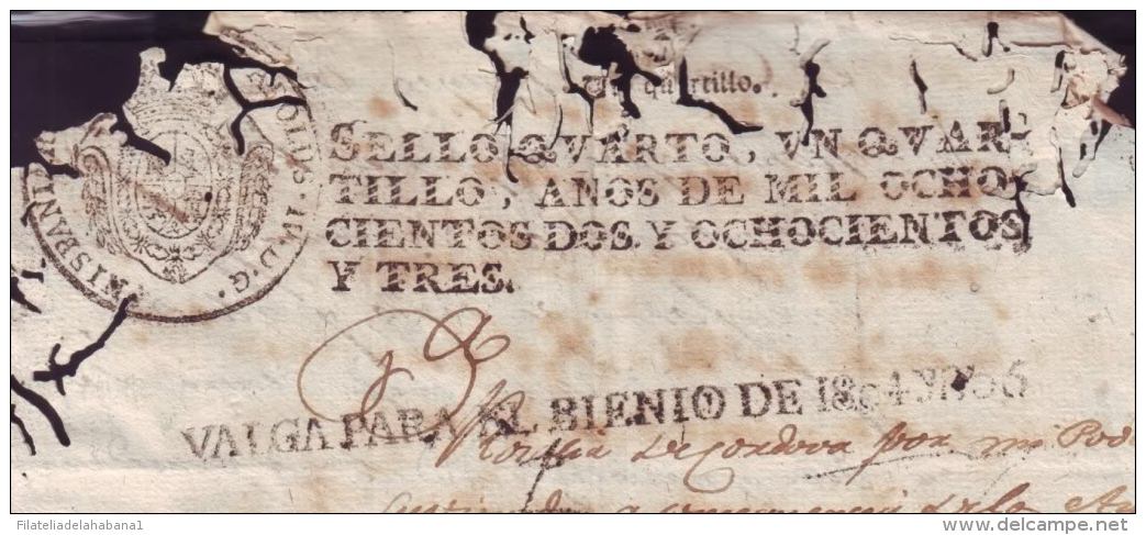 1804-PS-50 BX22 CUBA SPAIN PUERTO RICO REVENUE PAPER 1804-05 4to - Strafport