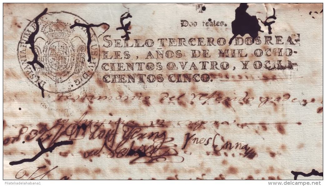 1804-PS-51 BX21 CUBA SPAIN PUERTO RICO REVENUE PAPER1804-05 3ro REVENUE PAPER - Postage Due