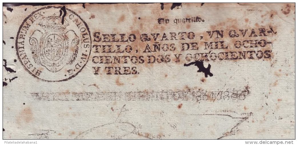 1804-PS-52 BX25 CUBA SPAIN PUERTO RICO REVENUE PAPER 1804-05 4to - Portomarken