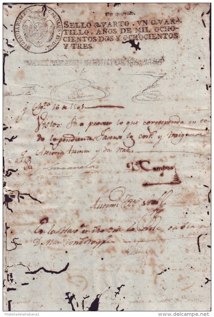 1804-PS-52 BX25 CUBA SPAIN PUERTO RICO REVENUE PAPER 1804-05 4to - Portomarken