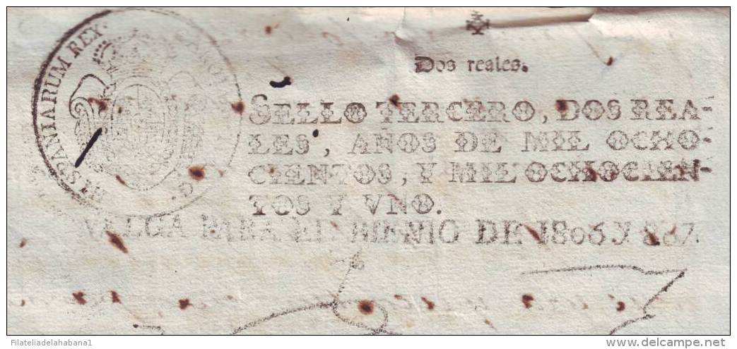 1808-PS-51 BX6608 CUBA SPAIN PUERTO RICO SEALLED PAPER 1808-9 3RO ESPAÑA PAPEL SELLADO - Portomarken