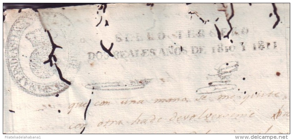 1810-PS-50 BX173 CUBA SPAIN ESPAÑA PAPEL SELLADO 1810-11 SELLO 3RO PRIMERA EMISION LOCAL DE LA HABANA - Strafport