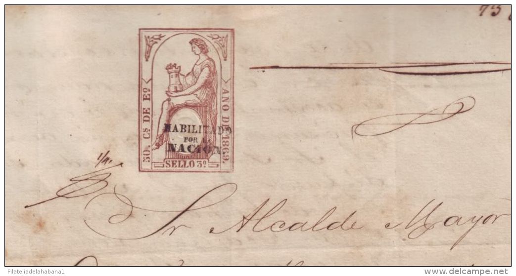 1869-PS-50 BX223 CUBA SPAIN ESPAÑA PUERTO RICO 1868 HABILITADO POR LA NACION - Strafport