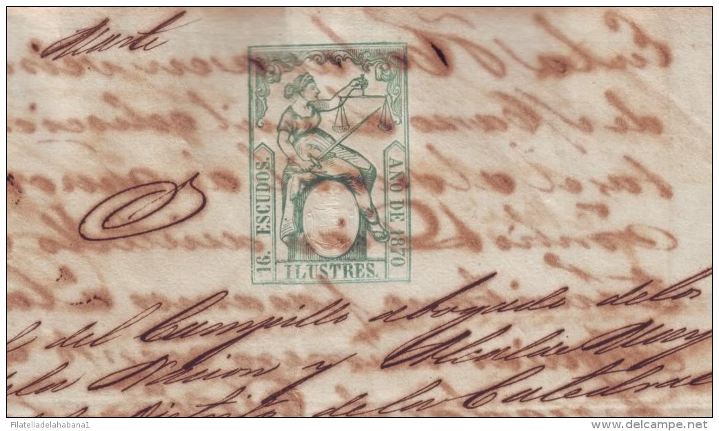 1870-PS-51 BX23 CUBA SPAIN PUERTO RICO REVENUE PAPER 1870 ILUSTRES - Portomarken