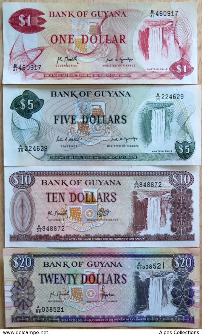 006 - LOT De 4 BILLETS GUYANA - TTB à NEUF - Forze Armate Britanniche & Docuementi Speciali