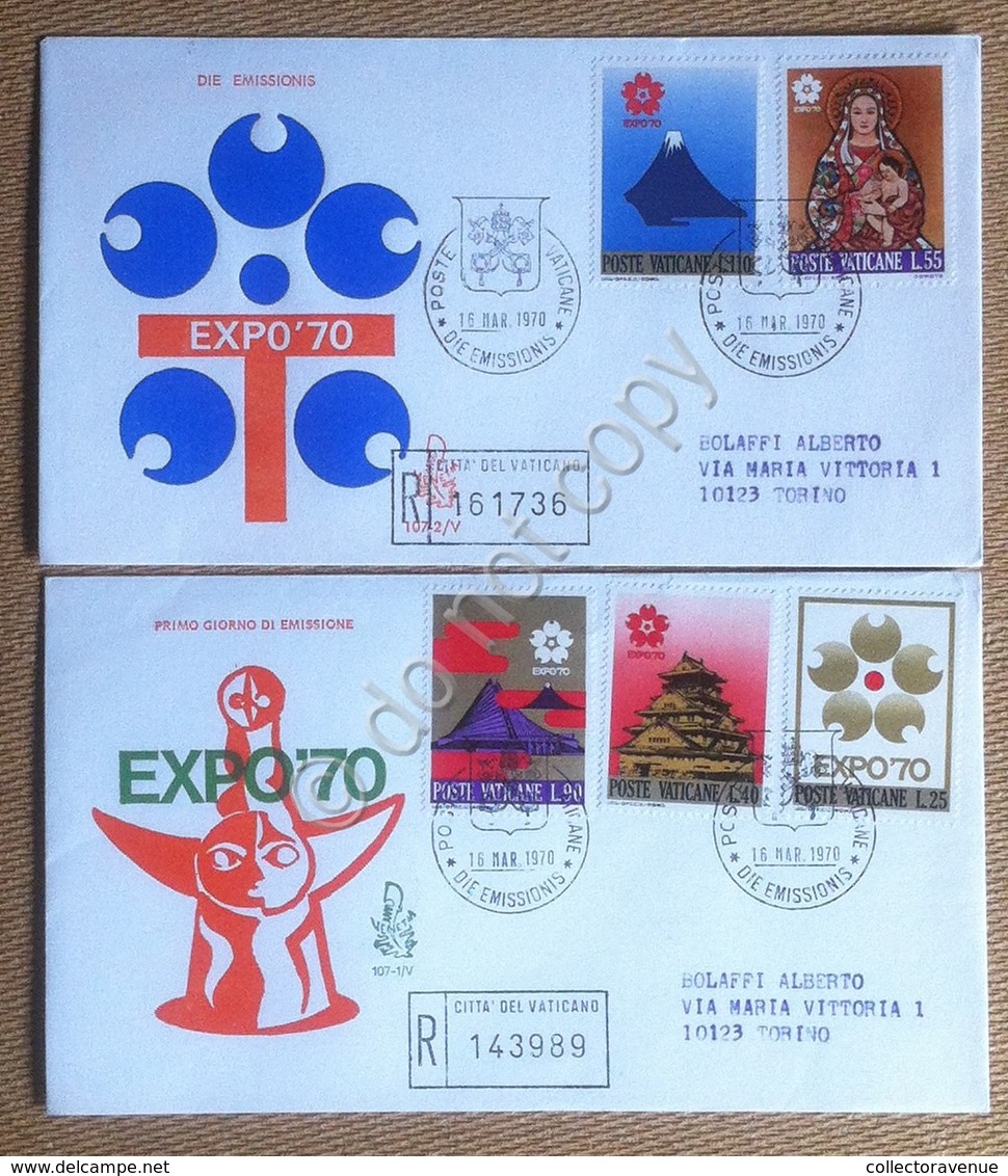 FDC Venetia Vaticano 1970 - Expo 70 Tokio - Raccomandate Timbro Arrivo - Non Classificati