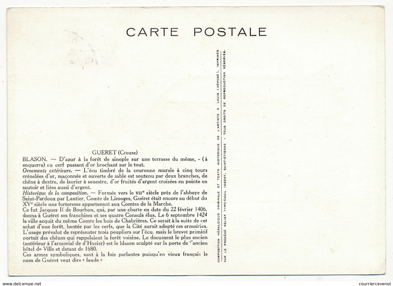 FRANCE => Carte Maximum => 0,02F Armoiries De Guéret  - Premier Jour Guéret 25 Janvier 1964 - 1960-1969