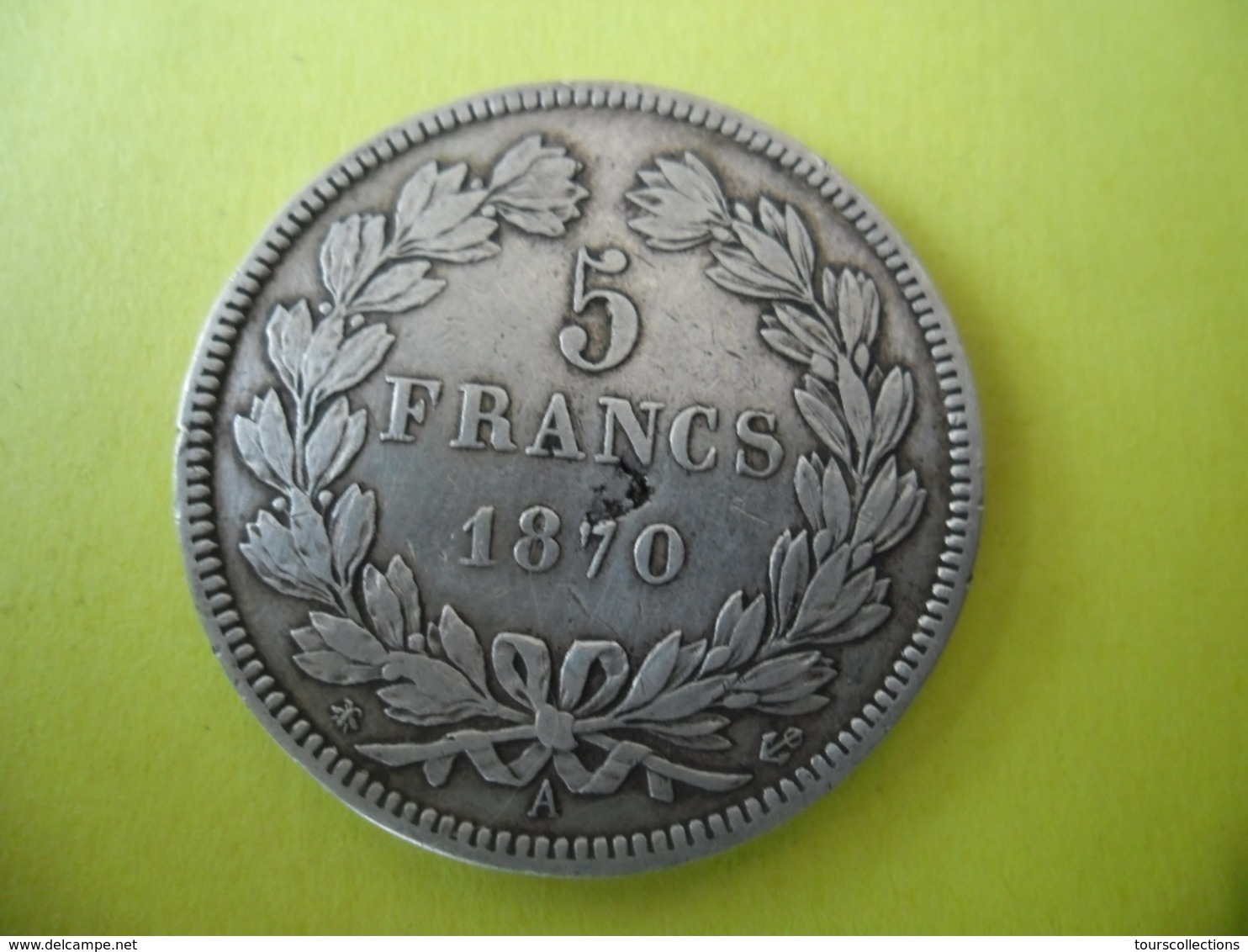 FRANCE ECU 5 FRANCS CERES 1870 A Sans Légende - 3° République @ Argent 25 Gr. à 90 % - 2 Photos - F. 332 - Autres & Non Classés