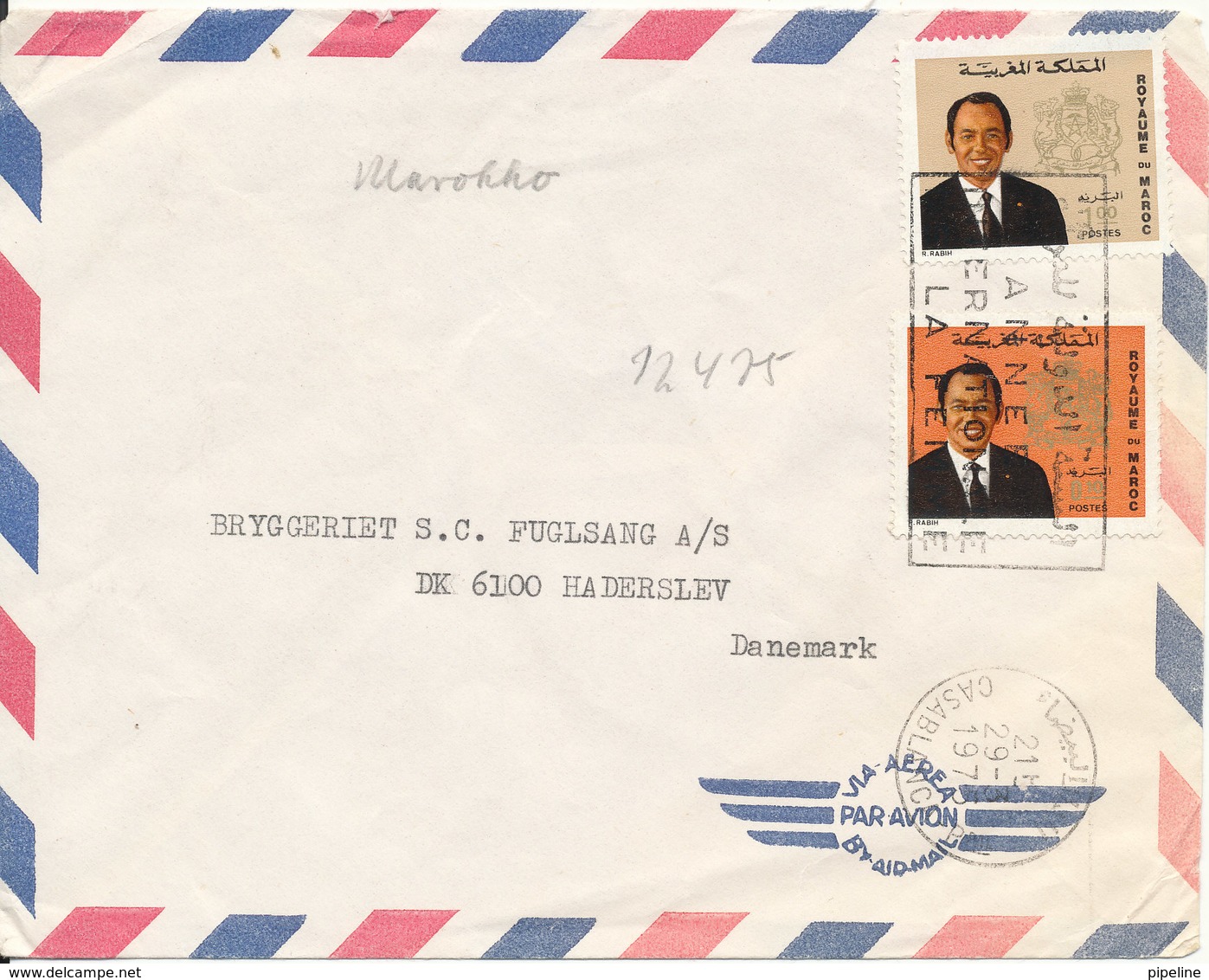 Morocco Air Mail Cover Sent To Denmark Casablanca 29-3-1975 - Morocco (1956-...)