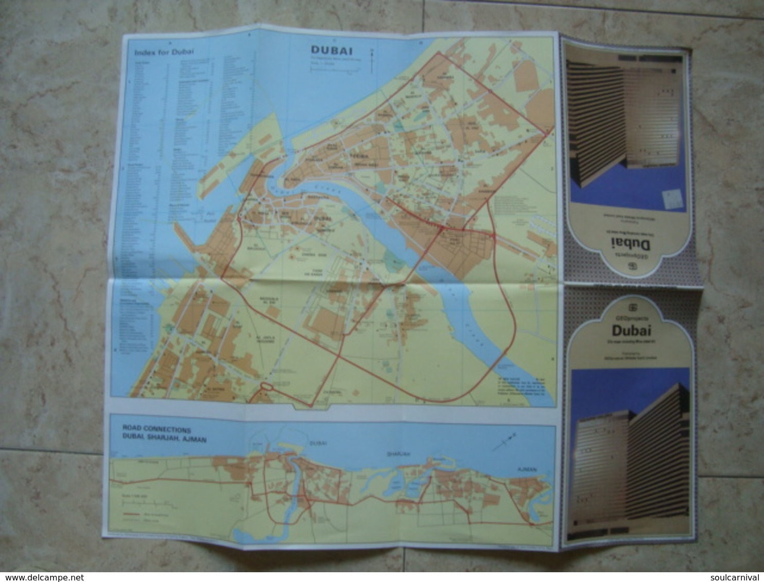 DUBAI. CITY MAPS INCLUDING MINA JEBEL ALI - GEOPROJECTS, UNITED ARAB EMIRATES, 1982. 52X44 CM MAP. - Autres & Non Classés