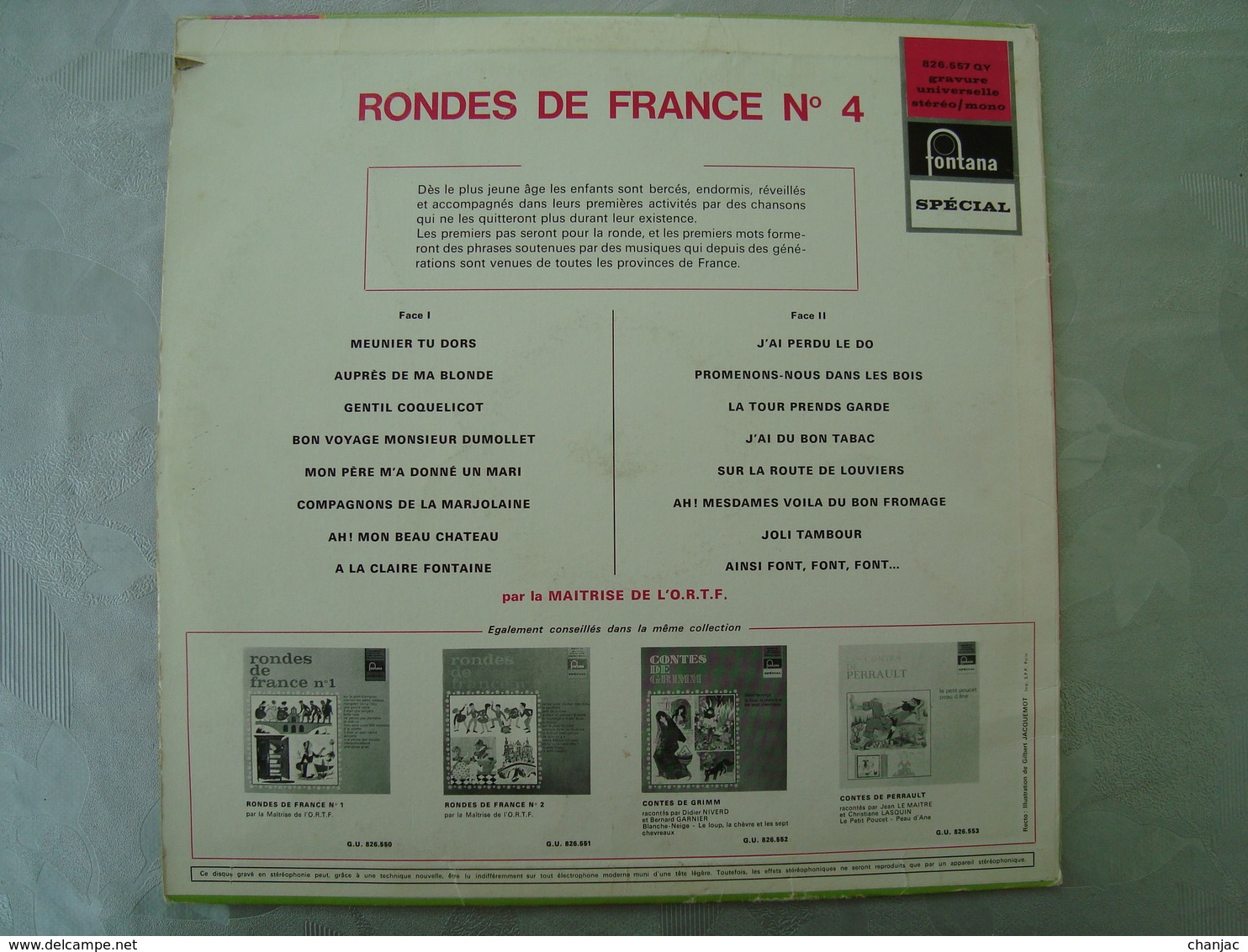 33 Tours: RONDES DE FRANCE N° 4 Meunier Tu Dors - Fontana 826.557 QY - Maitrise De L'O.R.T.F - Kinderlieder