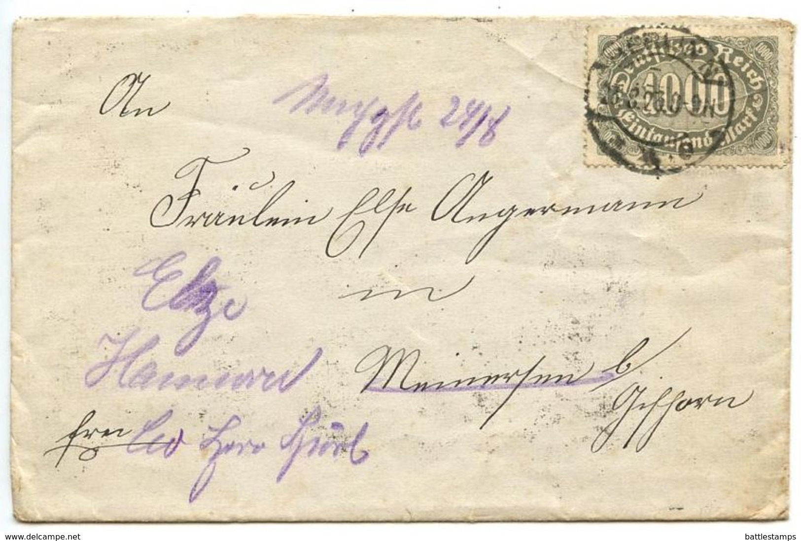 Germany 1923 Cover Berlin To Hannover, Scott 204 1000m. - Covers & Documents