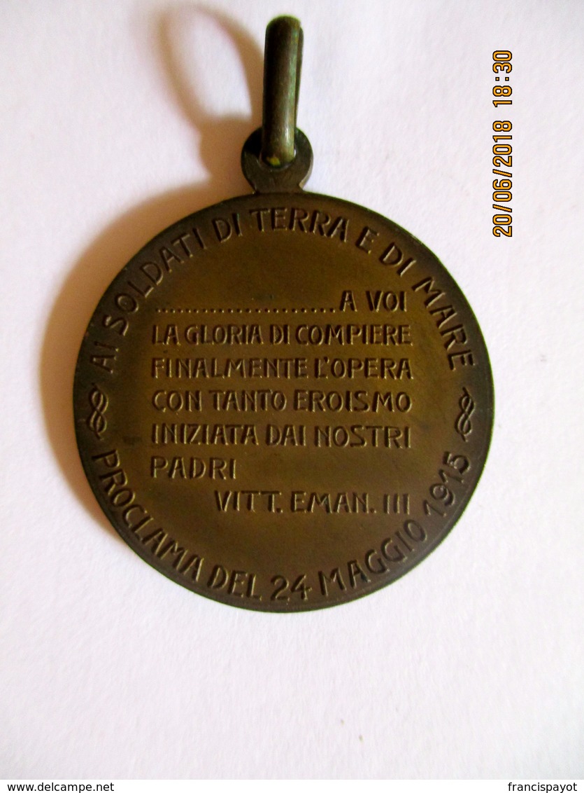 Italia: Medaglia Vittorio Emanuele III Proclamation 1915 - Italie